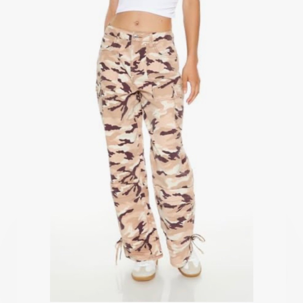 Forever 21 Tan and Brown Camouflage Pants Sz Large